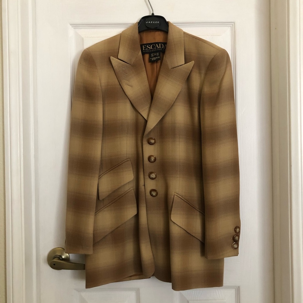 Vintage Escada by Margaretha Ley Brown Blazer. Size EU 34 (US 2) 100% Wool